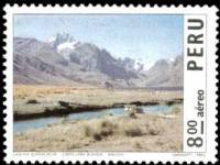 (№1974-954) Марка Перу 1974 год "Пейзажи и города Перу озеро Querococha", Гашеная