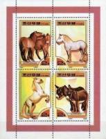 (№2000-448) Блок марок Корея Северная 2000 год "Лошади equus ферусом caballus", Гашеный