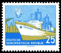 (1962-033) Марка Германия (ГДР) "Теплоход"    Неделя Балтики III Θ