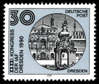 (1990-065) Марка Германия (ГДР) "Дрезден"    Конгресс МАФ III Θ