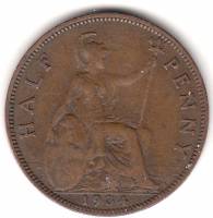 (1934) Монета Великобритания 1934 год 1/2 пенни "Георг V"  Медь  VF