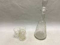 Графин 27 см и 3 стопки, хрусталь