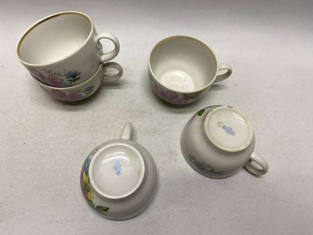 Чайные чашки, Красный фарфорист 5 шт