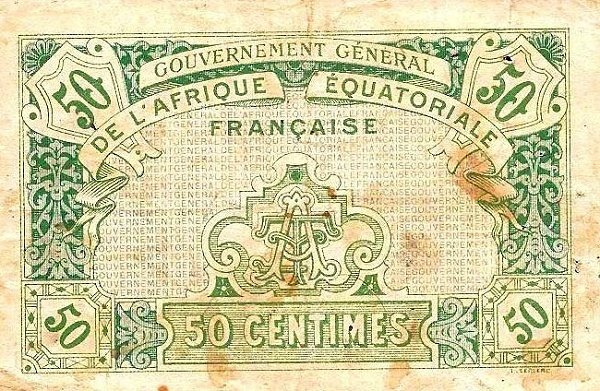 (№1917P-1b) Банкнота Экваториальная Африка 1917 год &quot;50 Centimes&quot;