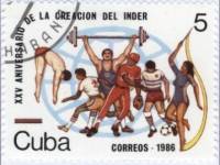 (1986-010) Марка Куба "Спортсмены"    25 лет НИСФКиО III O