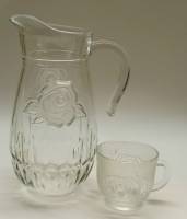  Графин и чашка СССР винтаж стекло объемная роза 