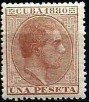 (№35) Марка Куба 1880 год "Король Альфонсо XII", Негашеная