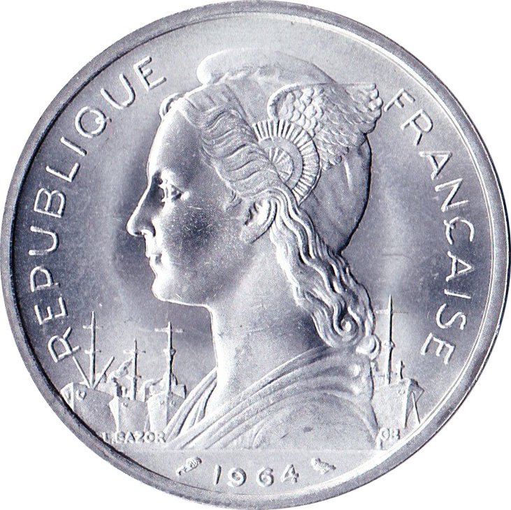 (№1964km6) Монета Коморские Острова 1964 год 5 Francs