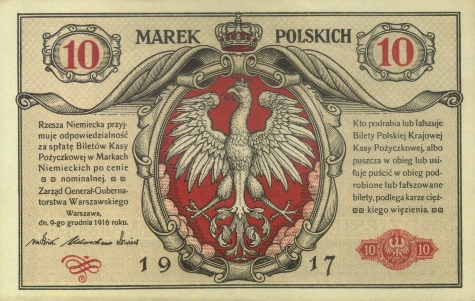 (№1917P-13) Банкнота Польша 1917 год &quot;10 Marek&quot;