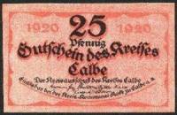 (№1920) Банкнота Германия 1920 год "25 Pfennig"