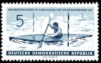 (1961-032) Марка Германия (ГДР) "Каноэ"  синяя  Гребля на каноэ III Θ