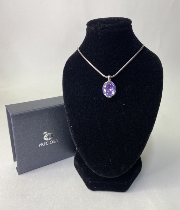 Подвеска на цепочке серебро 925 пр 8,4 гр цирконий Preciosa Чехия в подарочной коробке