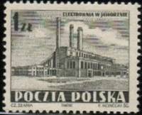 (1952-045) Марка Польша "Электростанция (Серо-черная)"   Новая электростанция в г. Явожно II Θ