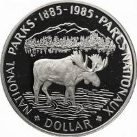 (1985) Монета Канада 1985 год 1 доллар "Национальные парки. 100 лет"  Серебро Ag 500  PROOF