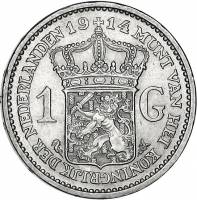 () Монета Нидерланды (Голландия) 1910 год 1 гульден ""  Биметалл (Серебро - Ниобиум)  UNC