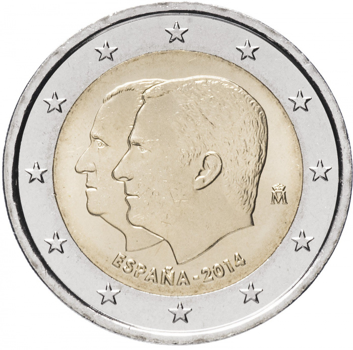 (010) Монета Испания 2014 год 2 евро &quot;Филипп VI&quot;  Биметалл  UNC