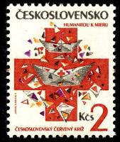 (1992-013) Марка Чехословакия "Красный Крест"    Надпечатка 'Красный Крест' III Θ