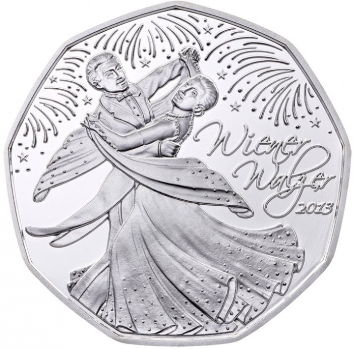 (023, Ag) Монета Австрия 2013 год 5 евро &quot;Венский вальс&quot;  Серебро Ag 800  Буклет