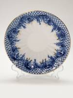 Блюдце чайное ЛФЗ Кобальтовая сетка позолота 15 см 