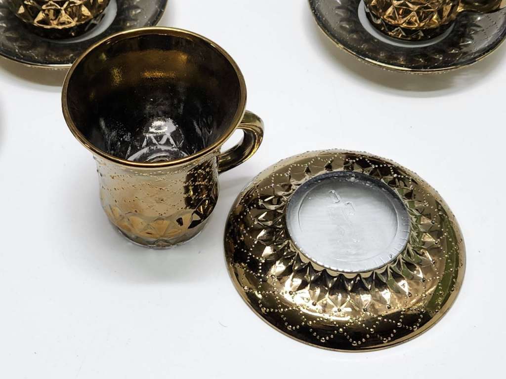 Кофейный сервиз СОЗ стекло бронза 10 предметов (5 кофейных пар)