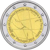 (023) Монета Португалия 2019 год 2 евро "Открытие Мадейры"  Биметалл  UNC