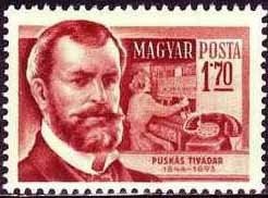 (1954-060) Марка Венгрия "Тивадар Пушкаш"    Scientists III O