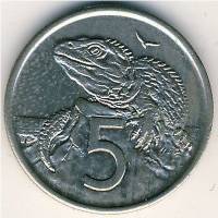 (1976) Монета Новая Зеландия 1976 год 5 центов "Варан"  Медь-Никель  UNC