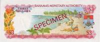 (№P-28s) Банкнота Багамские острова 1968 год 3 Dollars "Багамский доллар"