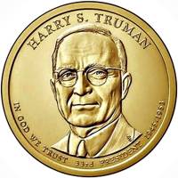 33d Монета США 2015 год 1 доллар Гарри Трумен 2015 год Латунь  UNC