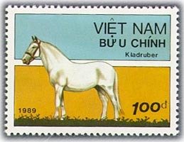 (1989-109) Марка Вьетнам &quot;Кладрубская лошадь&quot;    Лошади III O