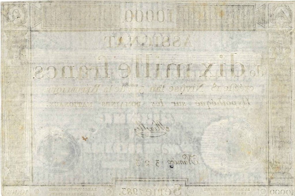 (№1795P-A82.37) Банкнота Франция 1795 год &quot;10,000 Francs&quot;