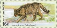 2014-076 Марка Россия Лесной кот  Фауна России. Дикие кошки III O