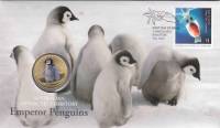 (2017) Монета Тувалу 2017 год 1 доллар "Императорский пингвин"  Бронза  Буклет с маркой
