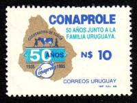 (№1986-1726) Марка Уругвай 1986 год "Conaprole 50-х летию", Гашеная