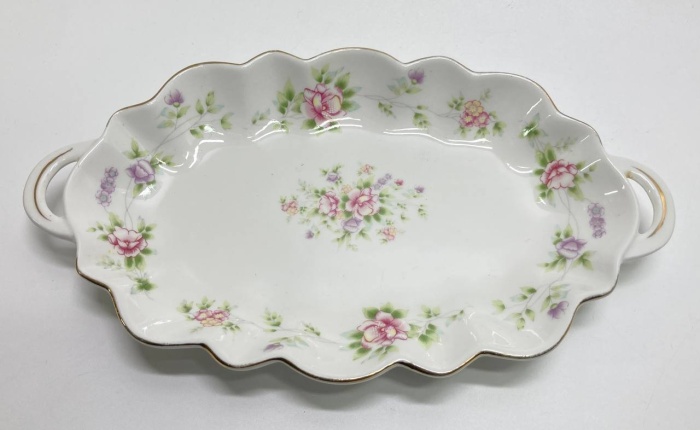 Блюдо овальное с цветами, фарфор, Лефард