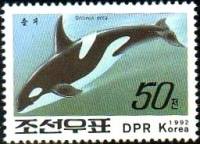 (1992-102) Марка Северная Корея "Косатка"   Киты III Θ