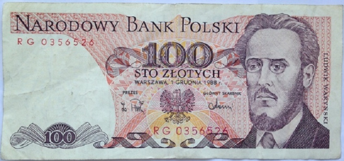 (1988) Банкнота Польша 1988 год 100 злотых &quot;Людвиг Варинский&quot;   XF