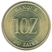 (№1988km19) Монета Заир 1988 год 10 Zaires