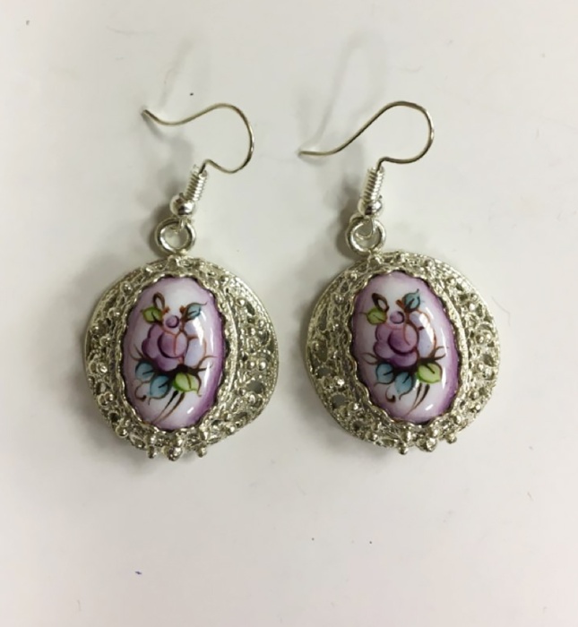 Серьги "Финифть", серебрение (сост. на фото)