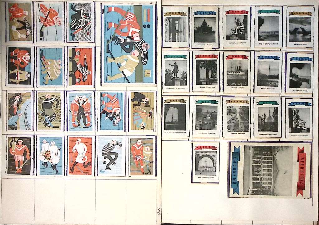 Коллекция спичечных этикеток на альбомных листах, разные темы (16 листов)