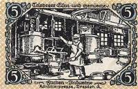 (№1920) Банкнота Германия 1920 год "5 Pfennig"