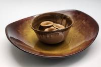 Блюдо овальное и кашпо - ваза для икебаны обливная керамика