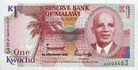 (№1990P-23a) Банкнота Малави 1990 год "1 Kwacha"