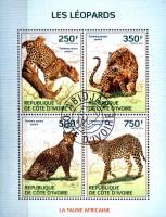 (№2014-1594) Лист марок Кот-д’Ивуар 2014 год "Африканский Леопард Пантера пардус пардус", Гашеный