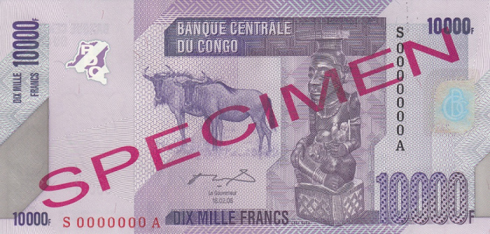(2006 Образец) Банкнота Дем Республика Конго 2006 год 10 000 франков &quot;Птица&quot;   UNC