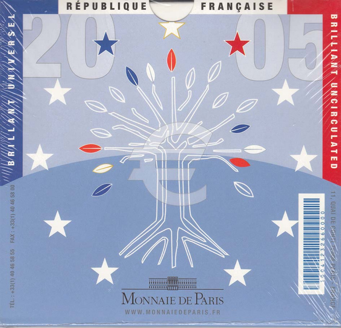 (2005, 8 монет) Набор монет Франция 2005 год &quot;Стилизованное дерево&quot;  Буклет