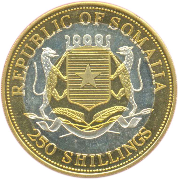 (1998) Монета Сомали 1998 год 250 шиллингов &quot;Титаник&quot;  Триметалл  PROOF