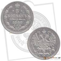 (1886, СПБ АГ) Монета Россия-Финдяндия 1886 год 5 копеек  Орел C, Ag500, 0.9г, Гурт рубчатый Серебро