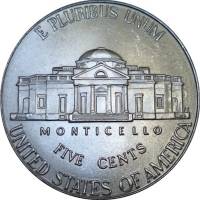(2015p) Монета США 2015 год 5 центов   Томас Джефферсон анфас Медь-Никель  UNC