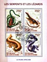 (№2014-1529) Лист марок Кот-д’Ивуар 2014 год "Рептилии", Гашеный